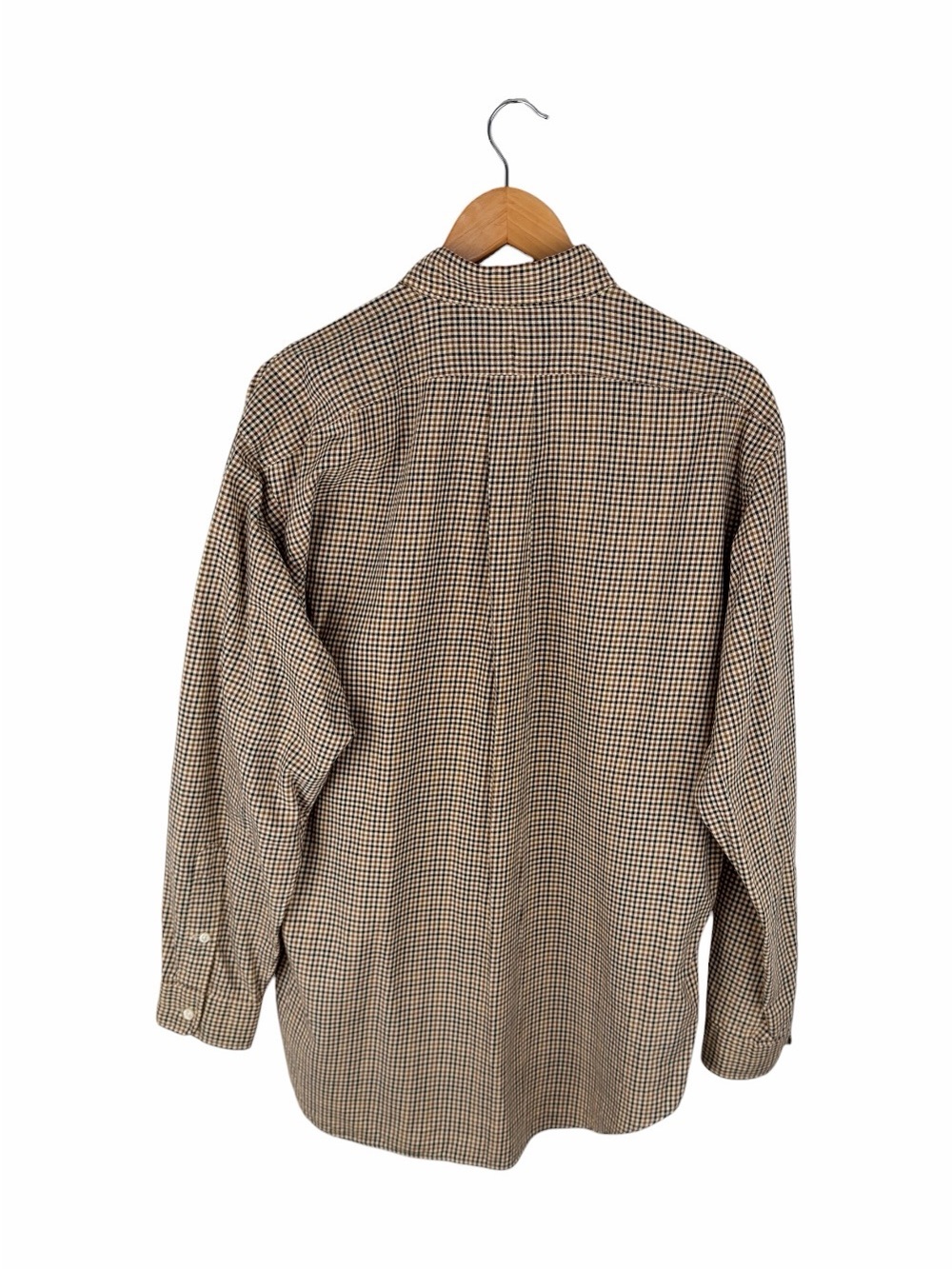 Ralph Lauren Blake Men’s Medium Button Up Shirt Brown Gingham Pony Logo Cotton - Picture 5 of 9